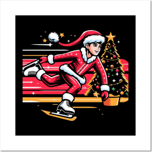 "Santa Skating Wonderland at Christmas Posters and Art